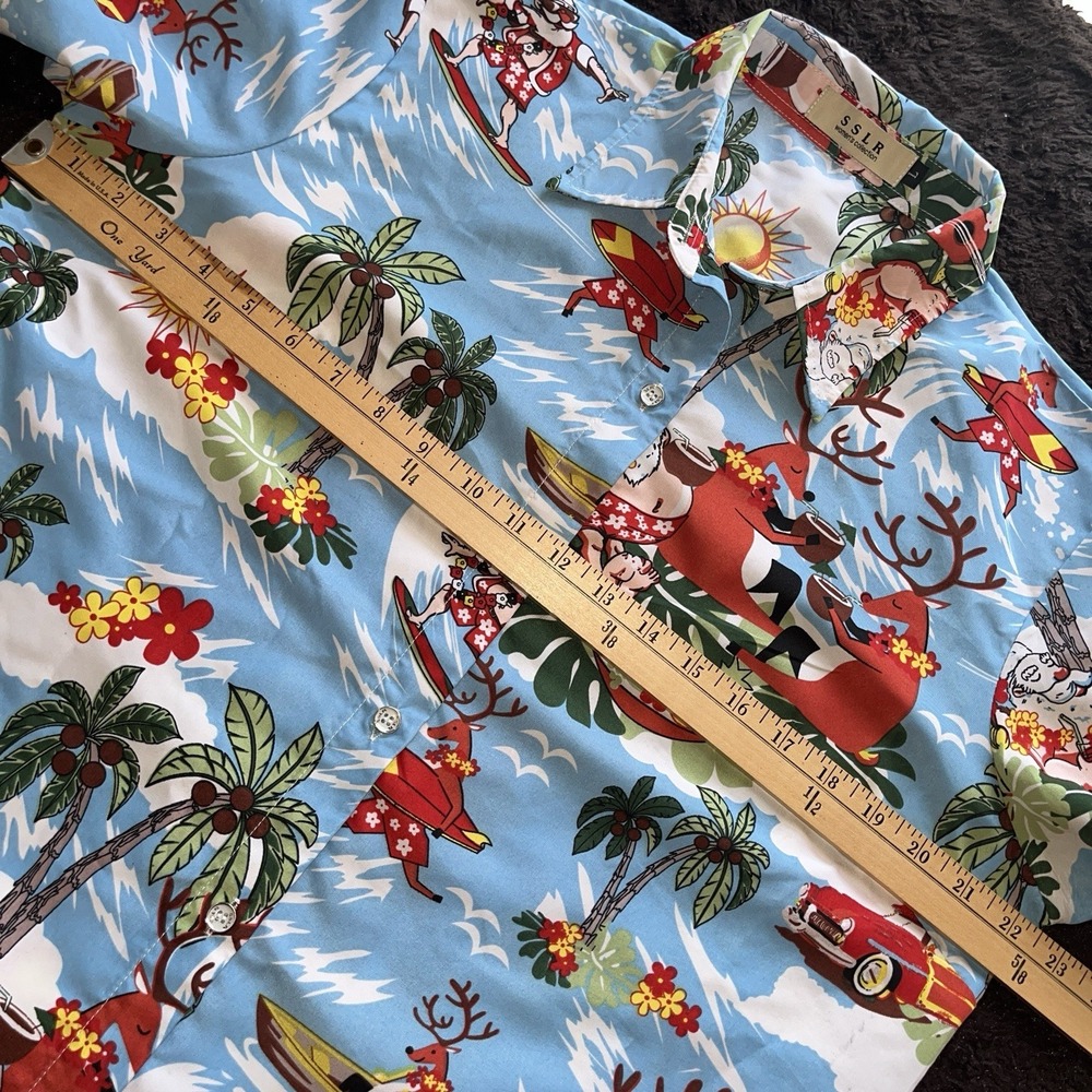 Santa Claus Hawaiian Tropical Short Sleeve‎ Shirt by SSLR Womens L - Picture 5 of 8